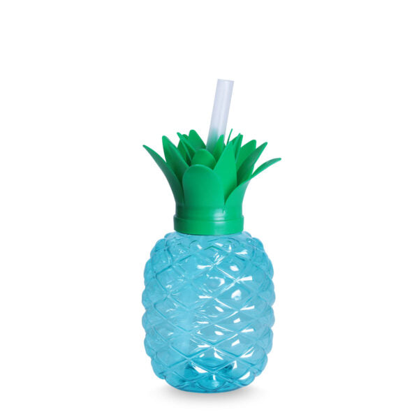 AGK - Ananasflaske M/Sugerør og LED  500 ml. -Ass. Farver