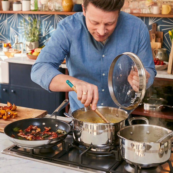 Jamie Oliver - Grydesæt stål - 6 dele M/ Hældetud