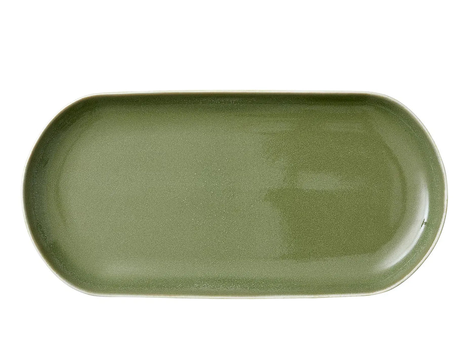 North - Serveringsfad 38 x 19 Cm. - Matte White/Shiny Moss