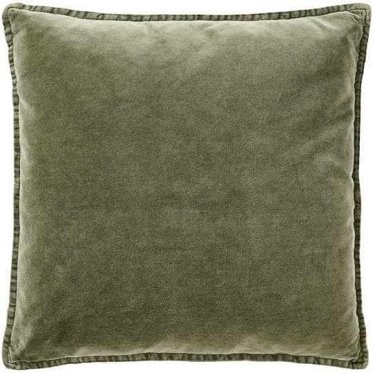 Ib Laursen - Velour Pude - Oliven - 52x52 cm.