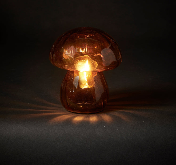 Dacore - Paddehat Glas Lampe 14,5x14,5x17  Cm. - Brun