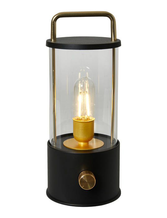 Dacore - Opladelig Lampe M/Messing Drejeknap og USB-C Ledning - 12,5 x 11 x 26,5 Cm.