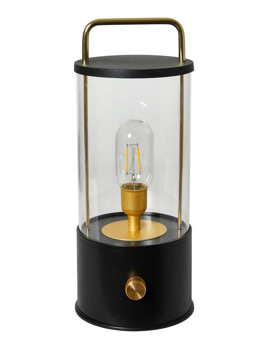 Dacore - Opladelig Lampe M/Messing Drejeknap og USB-C Ledning - 16x14,5x35 Cm.