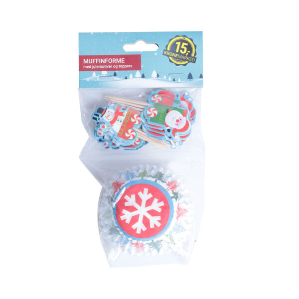 Muffinsforme - Med julemotiver Og Toppers - 48 dele