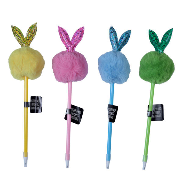 Kronemarked - Kuglepen M/Pom Pom og Havfruehale - Ass. Farver