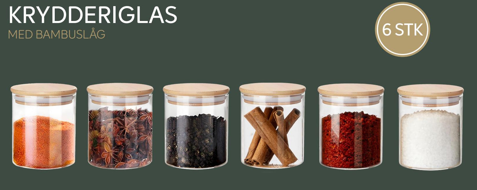 Conzept  - Krydderiglas M/Bambus Låg - 6 Stk.