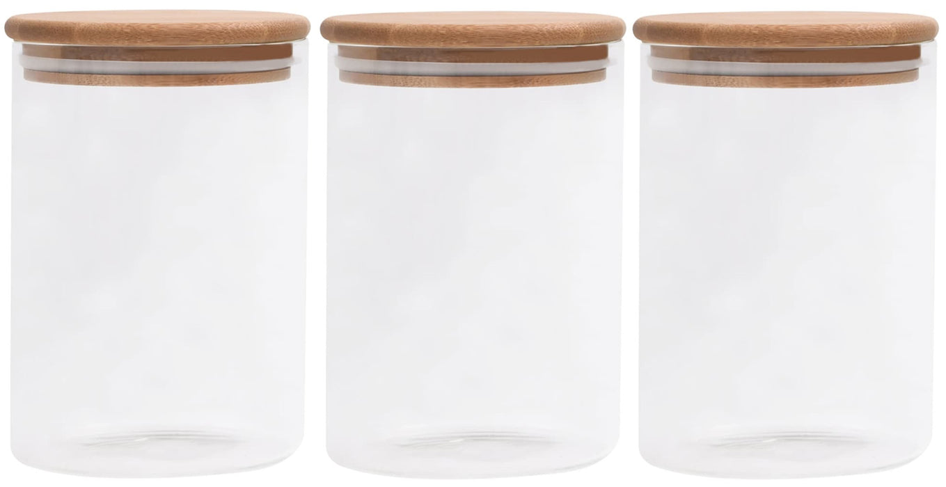 Conzept - Opbevaringsglas M/Akacielåg Ø9,5x15 Cm. - 3 Stk.