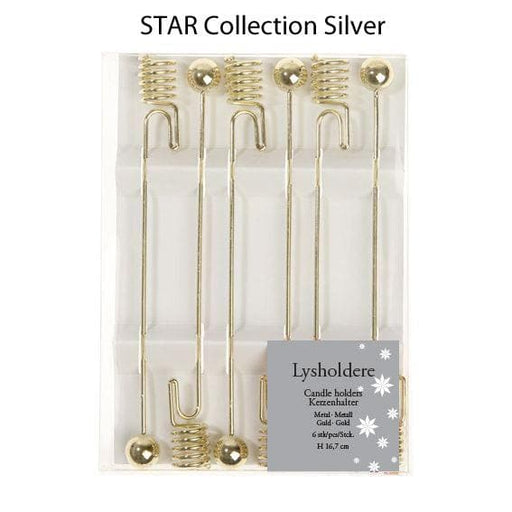 Star Collection - Lysholder Til Juletræ 6 stk. Guld - Boligkram